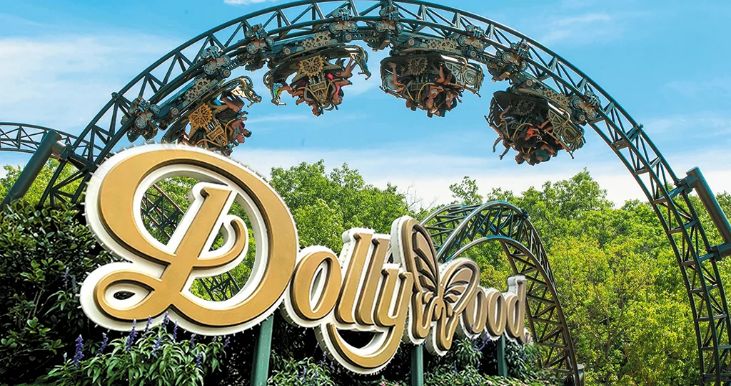 Dollywood sign and roller coaster